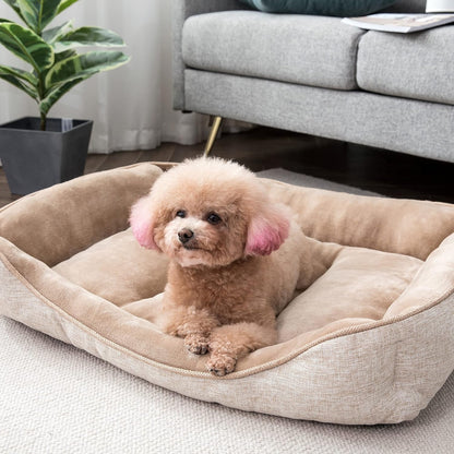 Square Dog Bed 30X24 Inches Khaki Sleeping Bed Pet Bed Pet Supplies Ultra Soft Anti-Slip and Durable Bed, Cushing for Medium Dogs